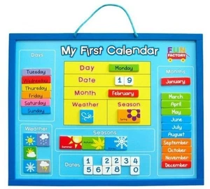 Magnetic My First Calendar Fun Factory Educational Kids Wooden   - Picture 1 of 1