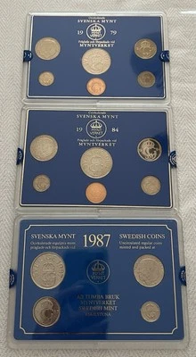 1979 1984 1987 Svenska Mynt Swedish Mint Collector Coins  - Image 1 of 2