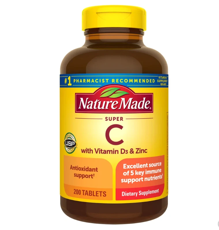 Nature Made Super C 900 mg con Vitamina D3 y Zinc 200 Comprimidos EXP 11/2026 Foto 1 de 4