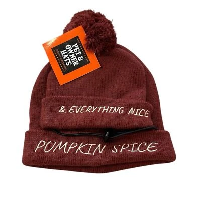 Pumpkin Spice Everything Nice Matching Dog Human Hats Beanies NWT Fall Gift - Image 1 of 4