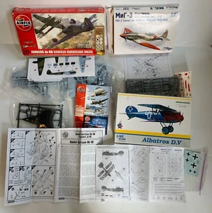 Group of plastic model kits Junker JU-88 & Hurricane, Albatros & Mig 3 - gd cond - Picture 1 of 24