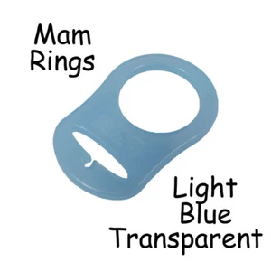 25 MAM Ring Button Style Dummy / Pacifier Clip Adapter - Light Blue Transparent - Picture 1 of 5