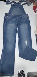 Gap Kids Denim Overalls Teen Girls Size XXL Blue Distressed Jeans Women's 13 Yrs - Picture 1 of 15