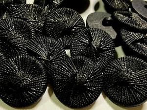 BLACK Lightweight Button Faux Basket/Hand Stitch Design 15, 25mm   - Picture 1 of 6