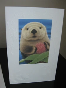 5 SEA OTTER CHRISTMAS FATHER NATURE CARDS EMBOSSED MIKE SPEISER ART $4.50 EACH - Picture 1 of 9