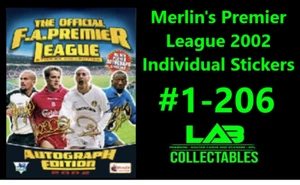 Merlin's Premier League 2002 Individual Stickers #1-206 Complete Your Collection - Picture 1 of 1