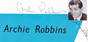 Archie Robbins - American actor - VINTAGE RARE SIGNED BOOK / MAGAZINE PAGE. - Picture 1 of 3