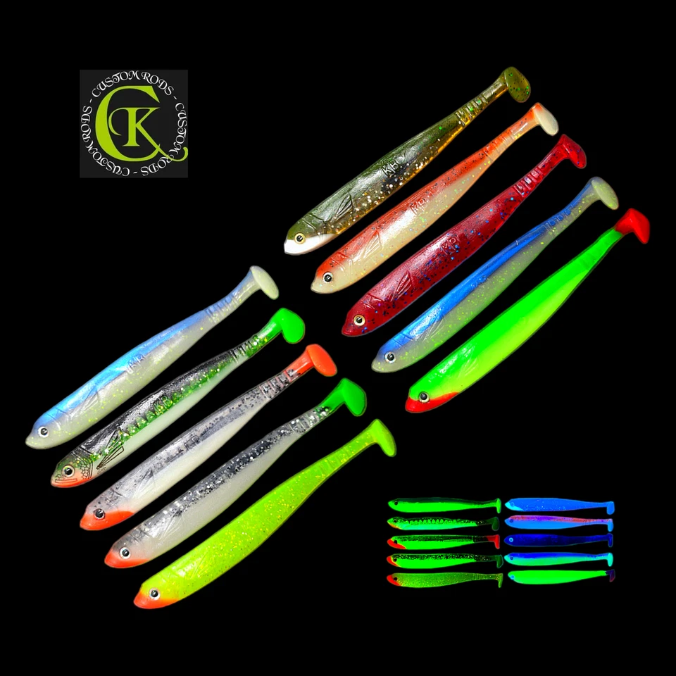 10x 13cm Gummifisch Shad UV Stint Kauli Uklei Fang Alleskönner Zander Barsch NEW - Bild 1 von 1