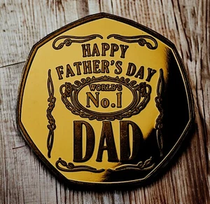 Pièce commémorative en or 24 carats BONNE FÊTE DES PÈRES. Cadeau / cadeau / papa / père / pères - Photo 1 sur 9