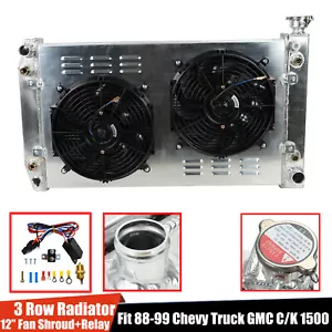 Radiator 3Row+Shroud Fan Kit For 88-99 Chevy Truck GMC C/K C1500 C2500 C3500 622 - Picture 1 of 17