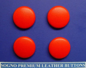 4 Made in USA Scarlet(Candy Apple)red color genuine leather covered buttons 7/8" - Picture 1 of 8