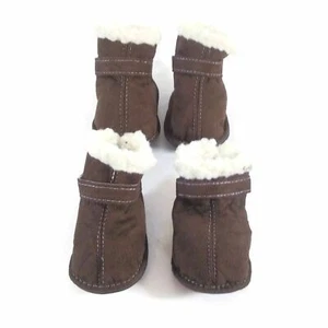Dogs Winter Boots Outdoor Dog Warm Boot Paws Protector Small Brown Pet Shoe Gift - Picture 1 of 9