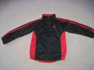 ADIDAS ZIP FRONT JACKET KIDS 6, BLACK/RED, TWO POCKET, SOFT LIGHT FLEECE INSIDE - Picture 1 of 2
