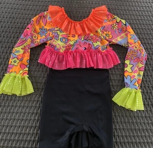 Costume danza latina Cha Cha bambina vestito unico taglia SA 4/6 - Foto 1 di 5
