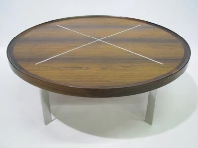 Llamativa mesa de centro danesa "X and O" de palisandro y cromo años 60-70 Foto 1 de 4