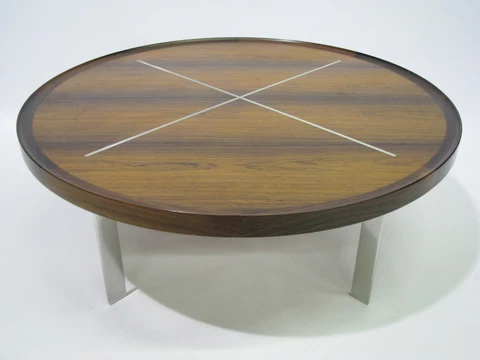 Striking 1960-70's Danish Made "X and O" Rosewood and Chrome Coffee Table Cover