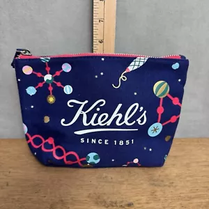 Kiehl's Since 1851 Limited Edition Janine Rewell Blue Makeup Cosmetic Bag Pouch - Picture 1 of 7