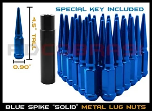 1999-2020 Silverado 2500 HD 3500 HD 4.5" Tall Spike Lug Nuts Blue USA Made - Picture 1 of 8