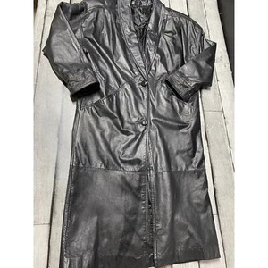 Vintage Jacquline Ferrar Long Leather Trench coat Jacket Woman’s Size Small S - Picture 1 of 14