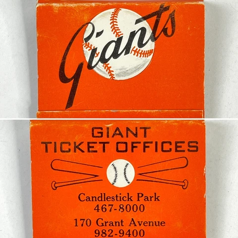 San Francisco Giants MLB Baseball Vtg Matchbook Candlestick Park Ticket Office Cover