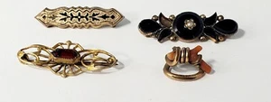 Antiguo prendedores victorianos rellenos de oro lote de 4 granate cintura azabache D'Epergn coral - Imagen 1 de 2
