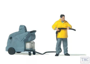 PR28253 Preiser OO/HO Scale Man with Pressure Washer Figure - Picture 1 of 1