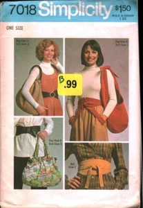 7018 Simplicity Vintage Schnittmuster Gürtel Taschen Handtasche Beuteltasche CUT OOP Sew FF - Bild 1 von 2
