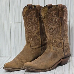 Tony Lama Womens 8 B Americana Navajo Brown Leather Western Boot Snip Toe 7908L - Picture 1 of 15