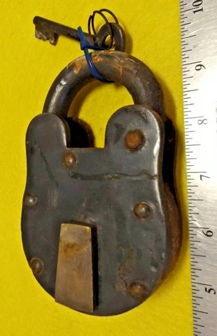 ANTIQUE STEEL PAD LOCK with KEY Cover