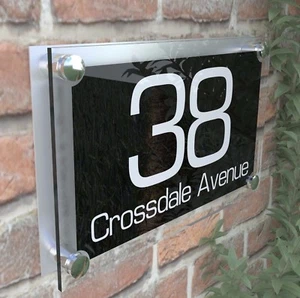 Large Contemporary House Sign Plaques Door Number 1 - 999 Door numbers PAR8WB - Picture 1 of 4