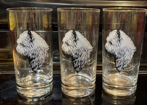 Vintage 60er Jahre Schäferhund/ Bouvier? Trinkgläser Goldrand. 3 insgesamt - Bild 1 von 6