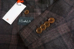 Isaia Napoli Cashmere Blend Red Plaid 2 Pc Suit Jacket Pants 38R NEW  - Picture 1 of 12