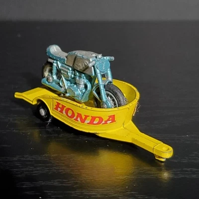 Matchbox Superfast #38 Honda Motorcyle & Trailer Blue/Green 1970   - Image 1 of 4