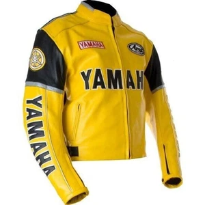 New Men's Yamaha Motorcycle Racing Jacket Cowhide Leather Motorbike Biker Jacket - Picture 1 of 3