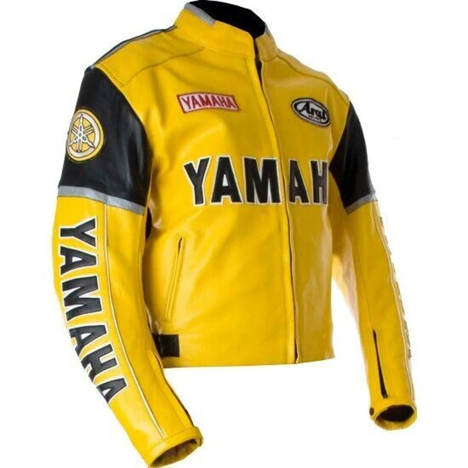 New Men's Yamaha Motorcycle Racing Jacket Cowhide Leather Motorbike Biker Jacket - Image 1 of 3