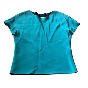 Mark Heister Women's M Blouse 100% Silk Business Casual Office Blue Turquoise - Picture 1 of 8