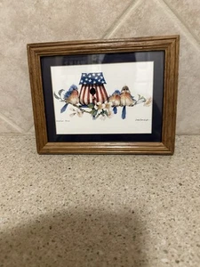 Carolyn Shores Wright Print American Home Birds Americana Birdhouse Framed - Picture 1 of 11