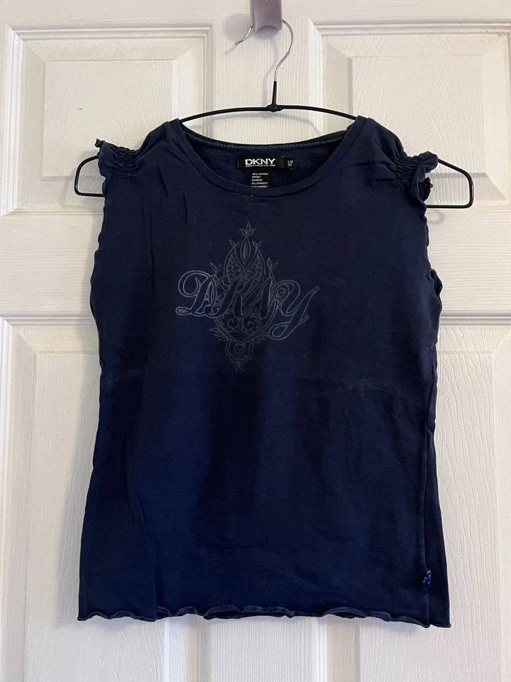 DKNY Top Girls Kids 14 Years Excellent Condition Navy - Image 1 of 4