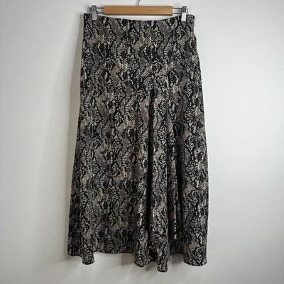 Veronica Beard Skirt Womens 8 Snake Print Silk Midi Flare Animal Pattern Ruched - Image 1 of 4