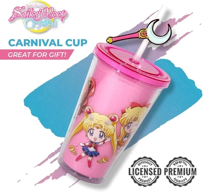 Taza de Carnaval de Cristal Sailor Moon Just Funky con Pajita | Viaje de Plástico 16oz Foto 1 de 4