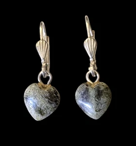 Orecchini pendenti goccia cuore pietra naturale argento sterling 925 1" - Foto 1 di 5