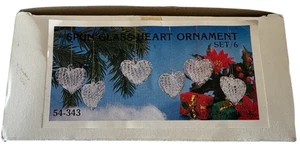 6er Set Vintage Weihnachtsschmuck aus gesponnenem Glas in Herzform - Bild 1 von 3