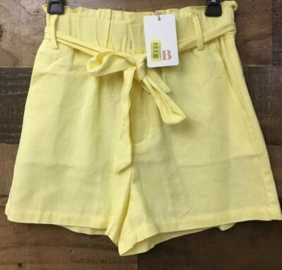 NUEVO CON ETIQUETAS Pantalones Cortos Mezcla de Lino Mujeres Entrepierna Pequeña 2.5” Playa Cottagecore Bolsillos Boho Foto 1 de 4