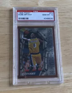 1996 Topps Finest #74 Kobe Bryant Rookie Card PSA 10 Gem Mint Los Angeles Lakers - Picture 1 of 2