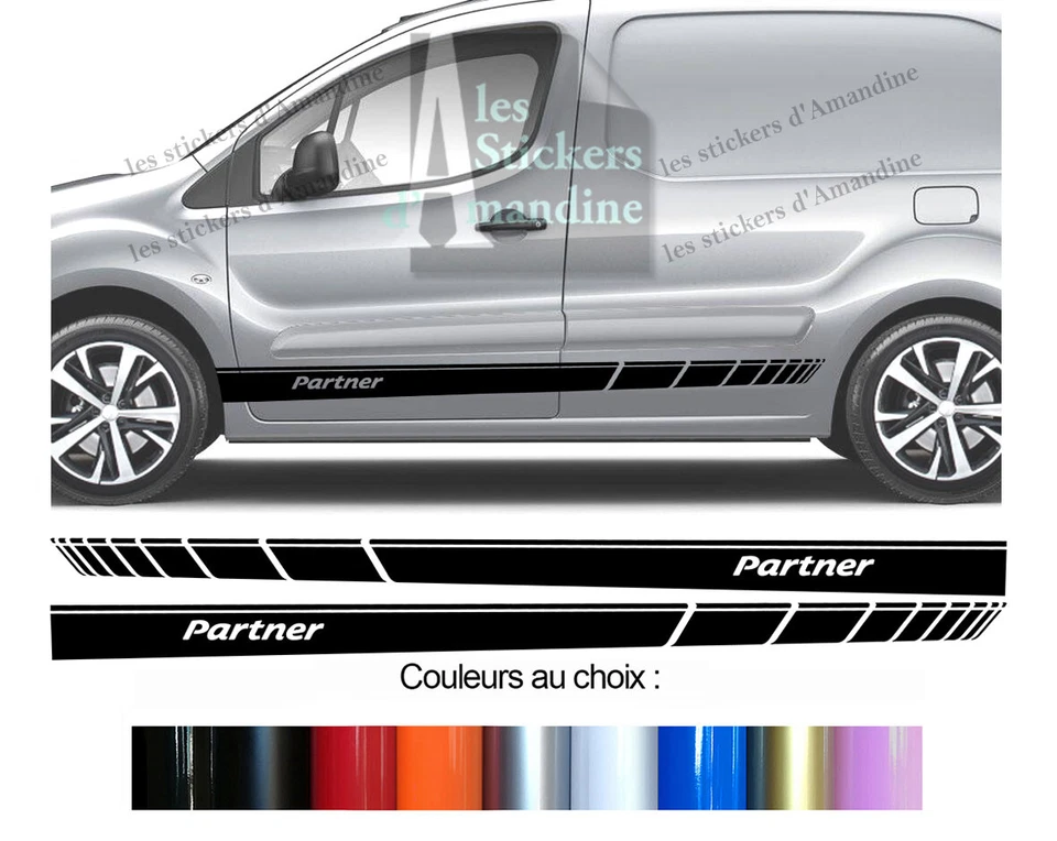 2 BANDES BAS DE CAISSE POUR PEUGEOT PARTNER FOURGON STICKER BD573-102 - Photo 1/1