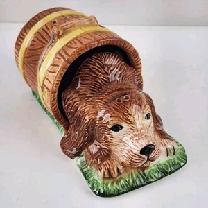 Gkro Ceramic Dog in a Bucket Salt and Pepper Shakers 4" Long Together NOS - Picture 1 of 8