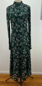 WITCHERY SIZE M WOMENS FLORAL LONG SLEEVE MOCK NECK MAXI LENGTH DRESS STRETCH - Picture 1 of 8