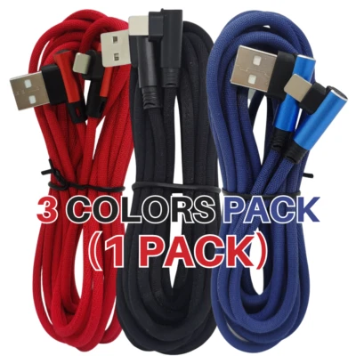 3/6/10Ft 90 Degree Right Angle USB Charger Cable For iPhone 14 12 Charging Cord - Image 1 of 4