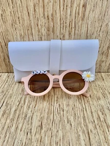 Personalized Name "Ella" Flower Girl Sunglasses Shades Light Pink & White Case - Picture 1 of 5
