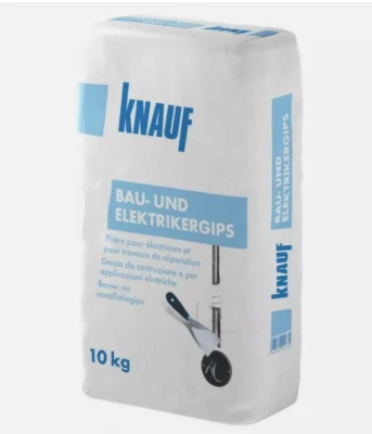 KNAUF Baugips Elektrikergips Montagegips Modellgips Steckdosen Gips Bau 10 kg